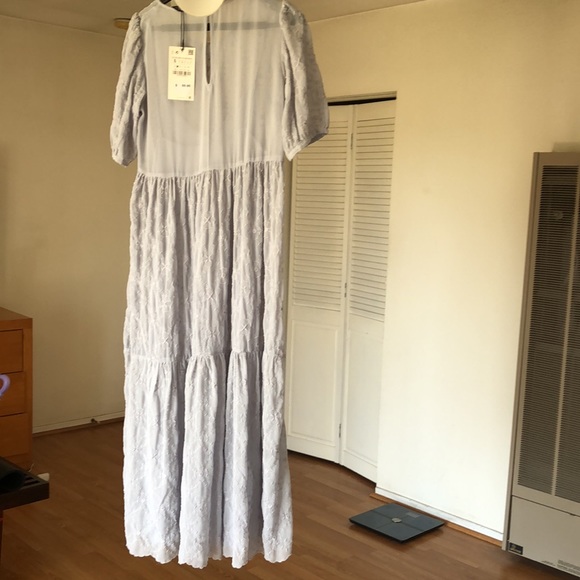 Zara NWT flowy blue/lavenders embroidered dress. - Picture 8 of 9